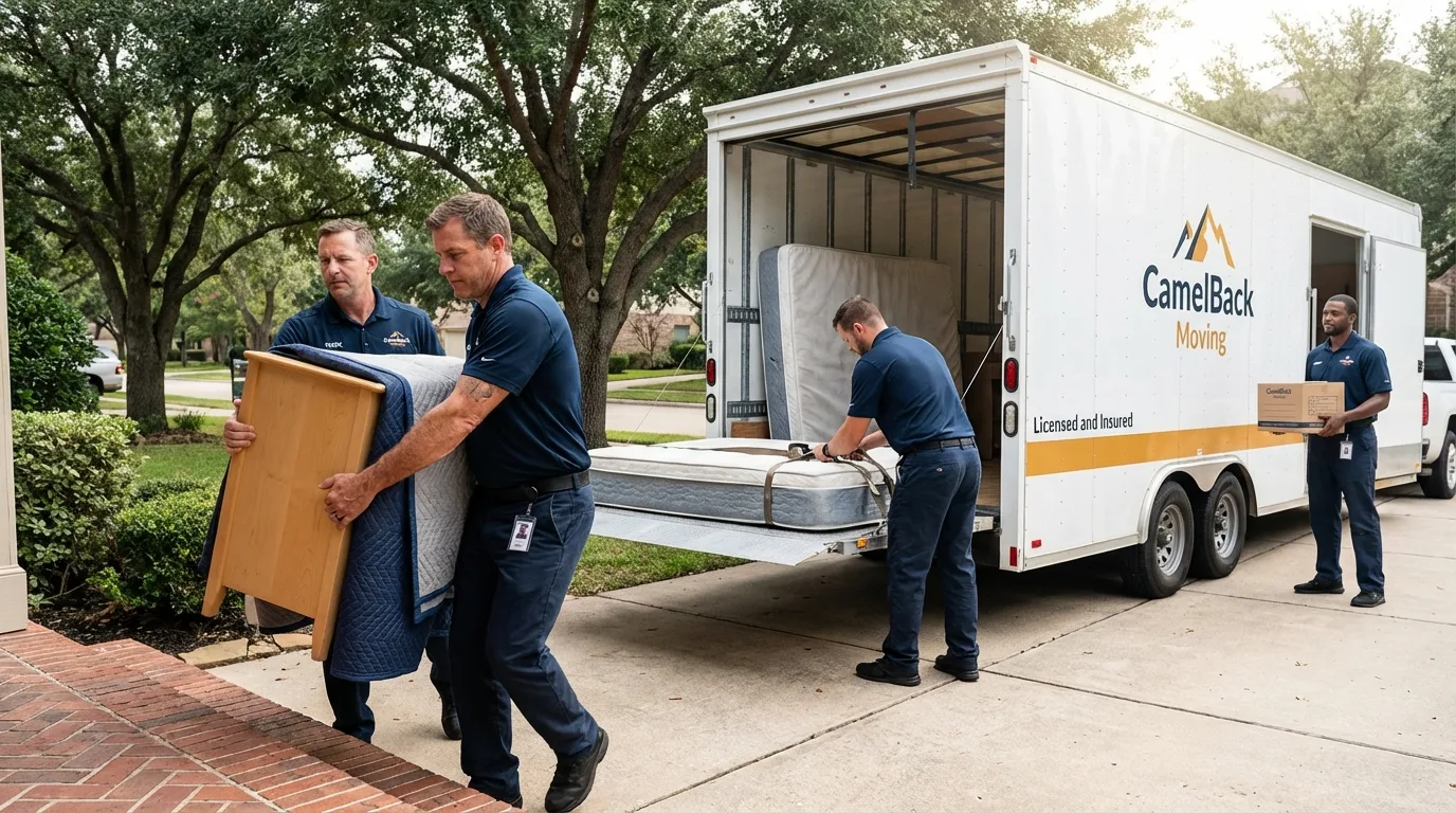 Crew loading residential truck for cross-state move from Santa Rosa, CA