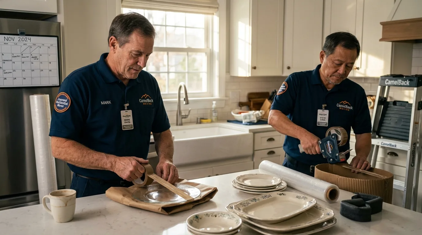 Professional crew packing kitchen dishware in Santa Rosa, CA