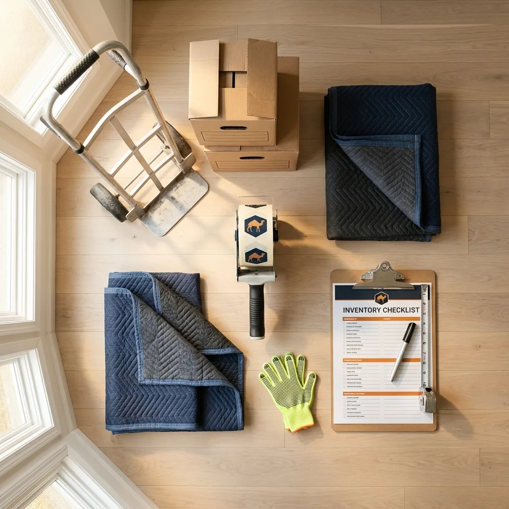 Professional moving supplies and packing materials layout for Santa Rosa residential relocations